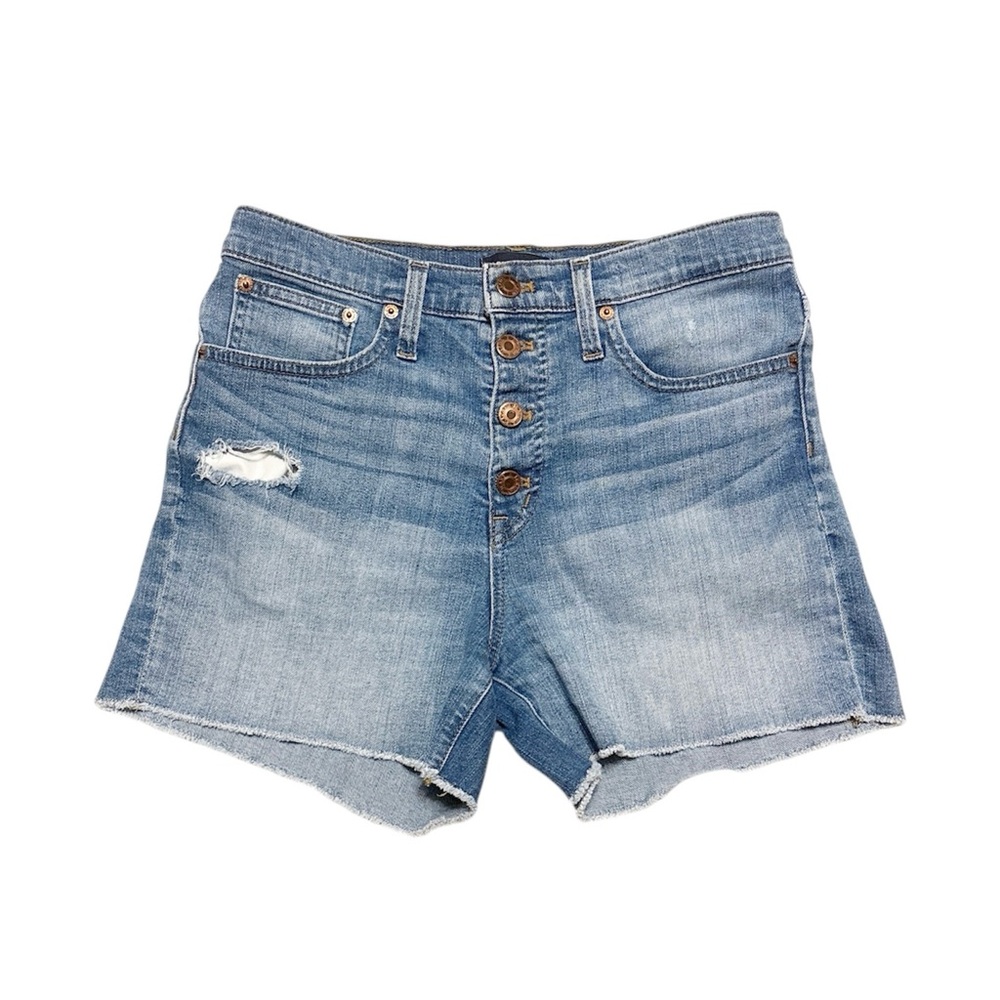 J. Crew Blue Jean Shorts with Distressed Hem